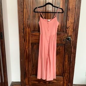 Pink midi dress with button detail
